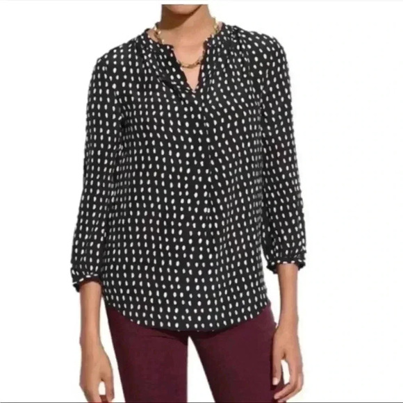 [S]Madewell Silk Poet Shirt Blouse In Paintdot (05196)  V Neck Button Down - Picture 1 of 12